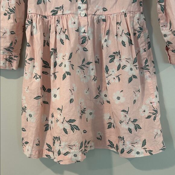 Carter’s 5T Pink Floral Long Sleeve Collared Cotton Dress - Picture 6 of 9